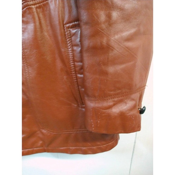 Vintage JCPenney Mens 40 Oxblood Leather Leisure Coat Jacket Removable Lining - Picture 4 of 5